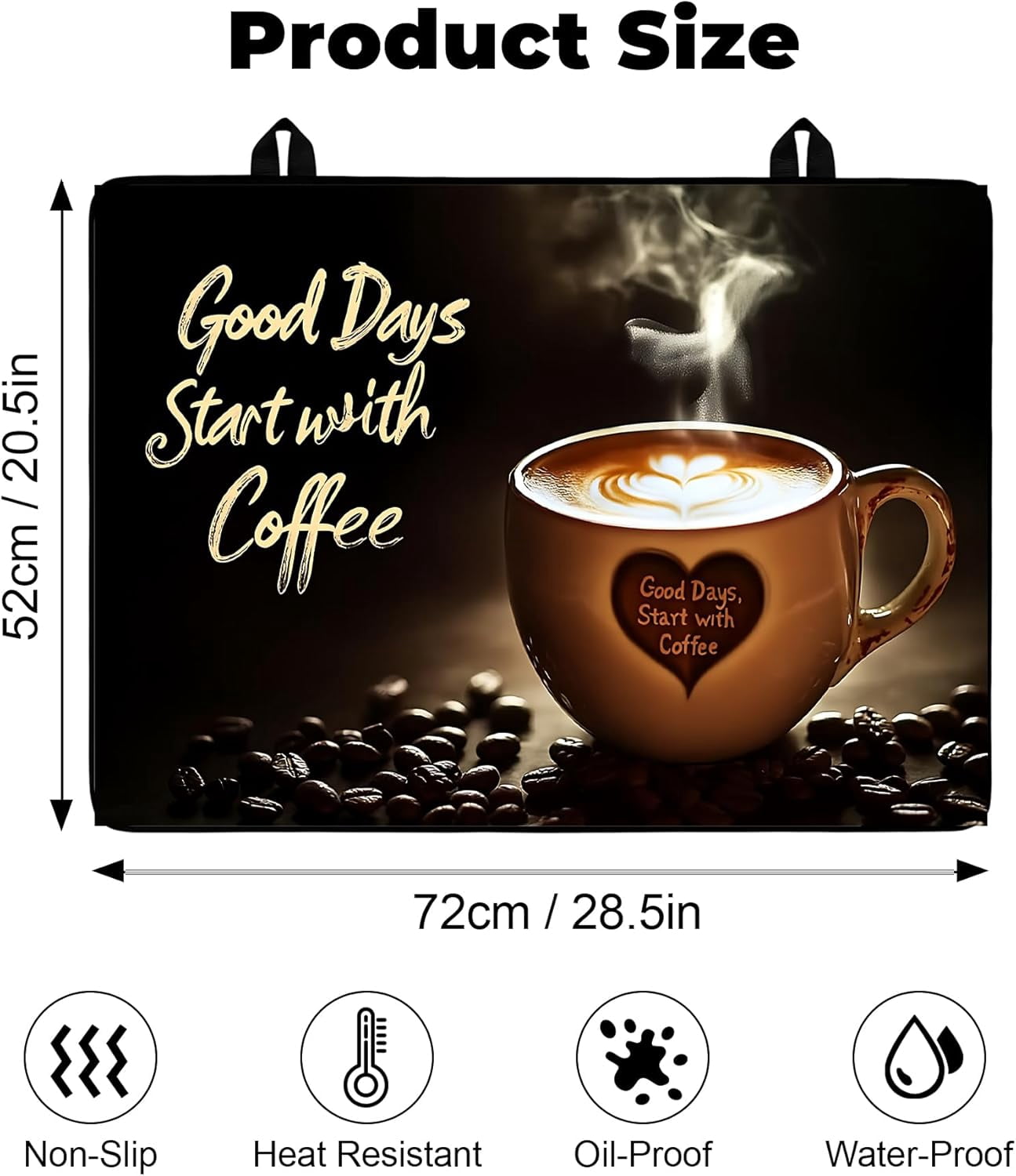 Heat-Resistant Glass Stove Top Cover with Anti-Slip Rubber Coating – Electric Stove Protector, Scratch-Resistant, Counter Space Decor Mat (coffee cup, 28.5"L x 20.5"W)