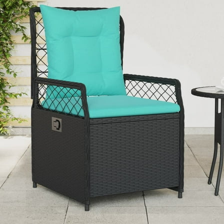 vidaXL Reclining Patio Chairs 2 pcs Black Poly Rattan