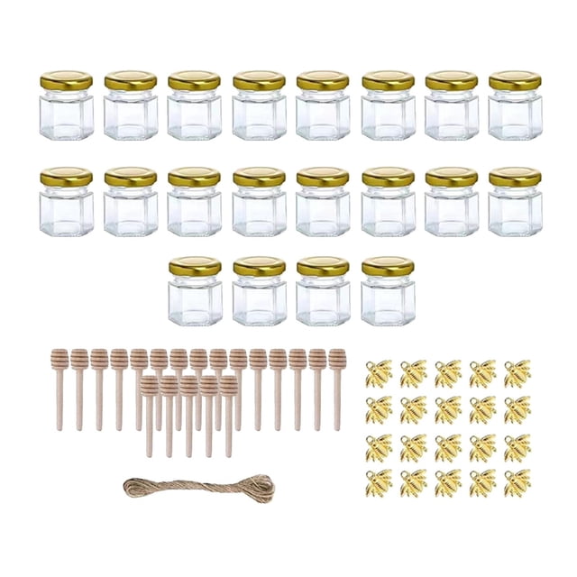Frascos de vidrio pequeños de 20 piezas, frascos de vidrio para conservas para líquidos, miel, regalo DIY