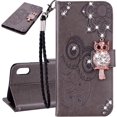 thumbnail image 6 of Compatible with iPhone XR Case Glitter Stylish Crystal Owl with Wrist Strap Kickstand Magnetic Leather Wallet for Women Flip Phone Case for iPhone XR Red YK, 6 of 12