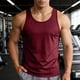 thumbnail image 1 of Camiseta de tirantes de cuello redondo para hombre, color liso, ajustada, para ejercicio, cuello redondo, fitness, manga corta, blusas de algodón para hombre, 1 of 9