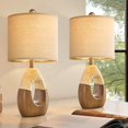 thumbnail image 3 of Boho Table Lamps Bedroom Living Room Set 2,Suitable for Small Space,Farmhouse RattanTable Lamp 19”Rustic Egg Design Resin Light Decoration,Nightstand Bedside Lamps for Office Study Rest, 3 of 15