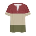 thumbnail image 5 of Timegard Plus Size Top for Women Notched V Neck Drop Shoulder Color Block Short Sleeve Casual Blouse, 5 of 5