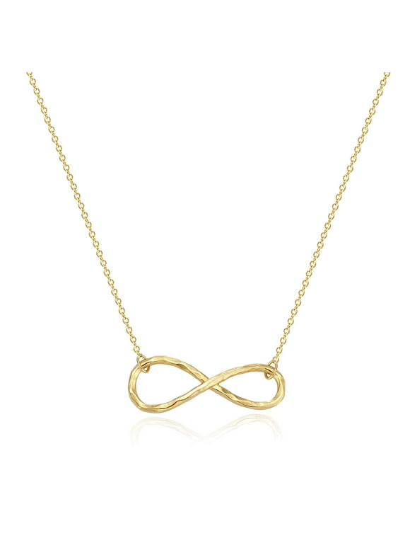 Fettero 14K Gold Plated Simple Double Circle Interlocking Infinity Hammered Pendant Necklace for Women Jewelry Gift