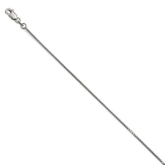 Solid 14K White Gold 1mm Diamond-Cut Wheat Foot Chain Ankle Bracelet Anklet - with Secure Lobster Lock Clasp 10"