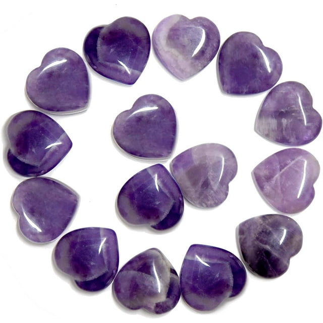 Marrywindix 15 Packs 0.8 Inch Healing Crystal Natural Heart Love Carved Palm Worry Stone Chakra
