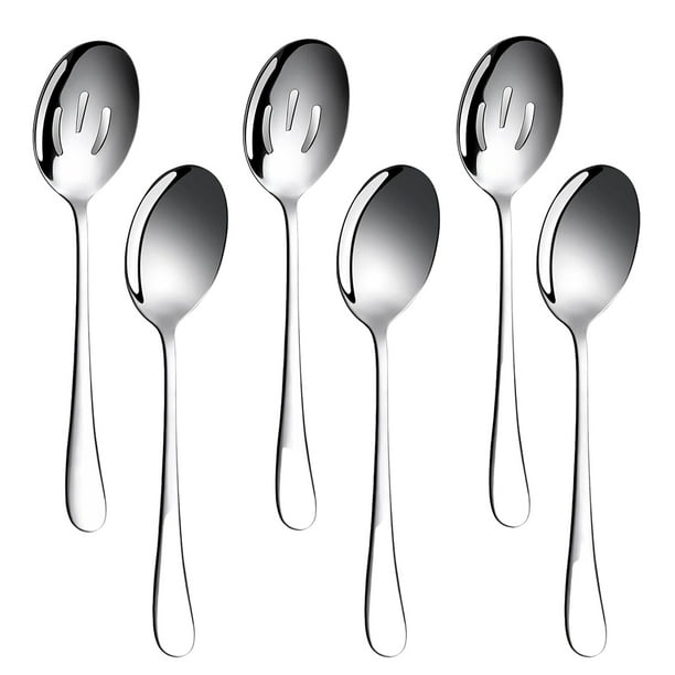 Yuarrent Juego de cucharas para servir de acero inoxidable, seguras y adecuadas para todas las ocasiones, idea de regalo versátil Cocina y Comedor Plata
