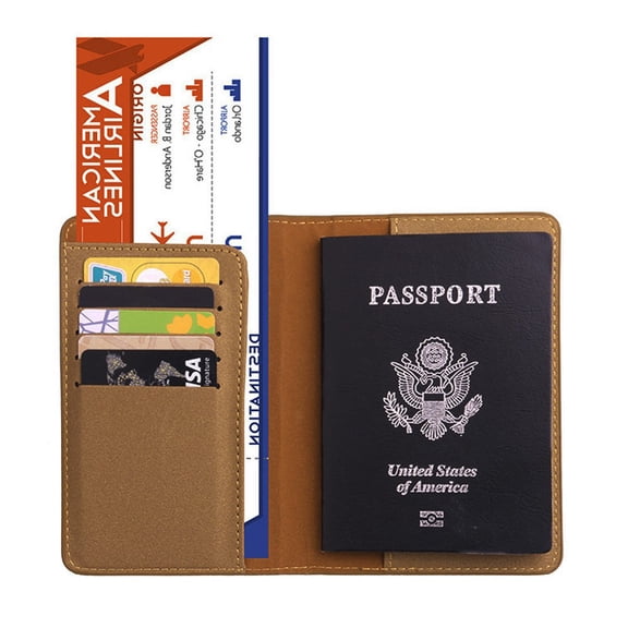 RFID Blocking Passport Holder Case in Frosted PU Leather, Protective Travel Document Organizer and Wallet for Cards and ID, Travel Storage Wallet #001B Multicolor