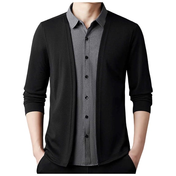 RUTAYY Men's Shirts Color Block Slim Fit Casual Long Sleeve Turndown Collar Button Down Comfortable Daily Wear Fashion Seaside Blouse