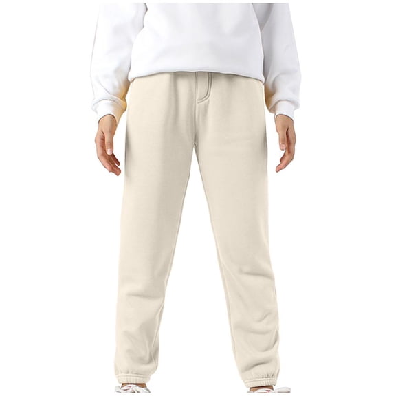 VERUGU Toddler Kids Boys Fall Winter Fleece Candy Color Solid Loungewear Casual Kids Sports Long Pants Beige 5 Years