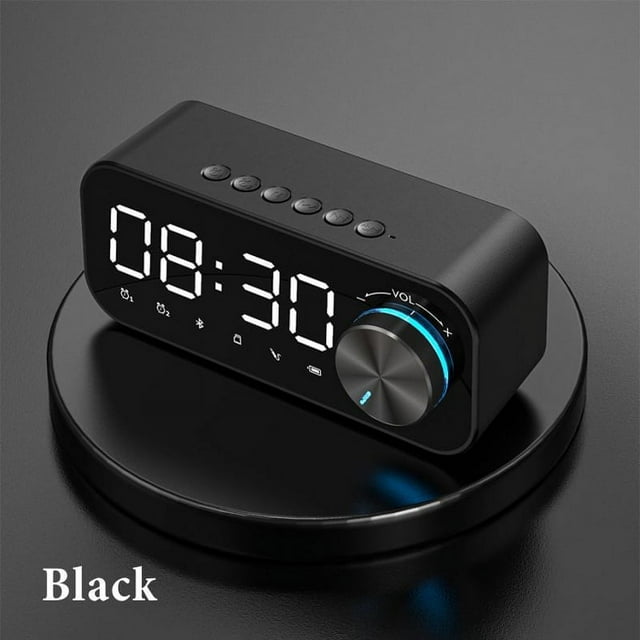 PENGXAING Réveil Sans Fil Bluetooth 5.0LED Haut-Parleur Support Carte TF Radio FM Chambre Réveil USB Affichage de l'Heure LED Double Réglage de l'Alarme Prise Type-C Câble Design
