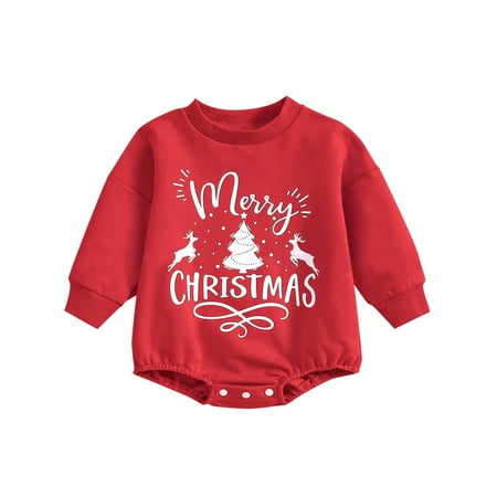 

Honest Baby Onesies Newborn Christmas Outfit Baby Girl Boy Long Sleeve Tree Letter Print Romper Sweatshirt Fall Bodysuit Top Toddler Boy Romper(Color:Red Size:6-12 Months)