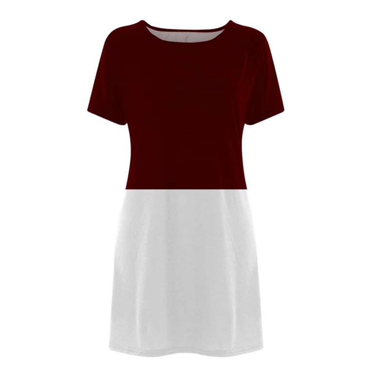 ANKOLA Women's Casual Color Block Simple T-Shirt Loose Dress Crew Neck Short Sleeve Casual Sun Dresses Flowy Smock Dress, Size: XL, Purple ANKOLA Women's Casual Color Block Simple T-Shirt Loose Dress Crew Neck Short Sleeve Casual Sun Dresses Flowy Smock Dress, Size: XL, Purple