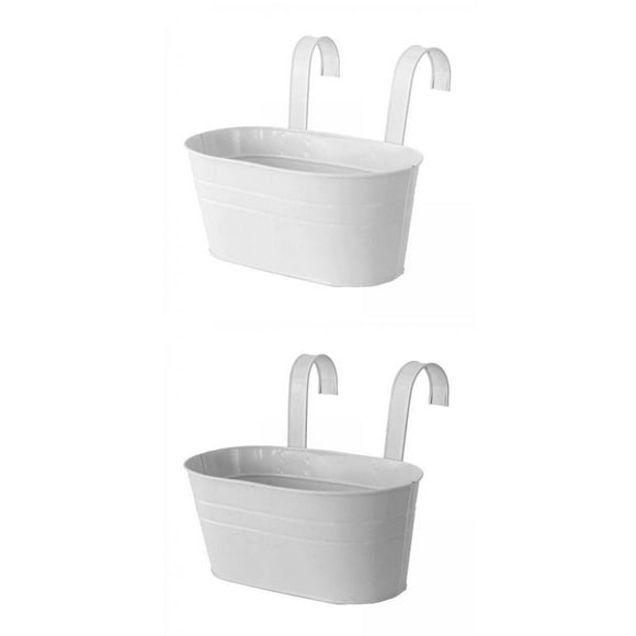 GROWTH TANK 2pcs Hanging Flower Pots for Balcony Planters Porch Rails Railing White Gray