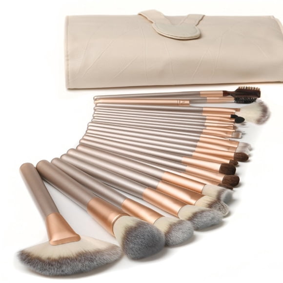 Wooden Handles for Ultimate Beauty Artistry Professional 18-Piece Makeup Brush Set with Leather Case