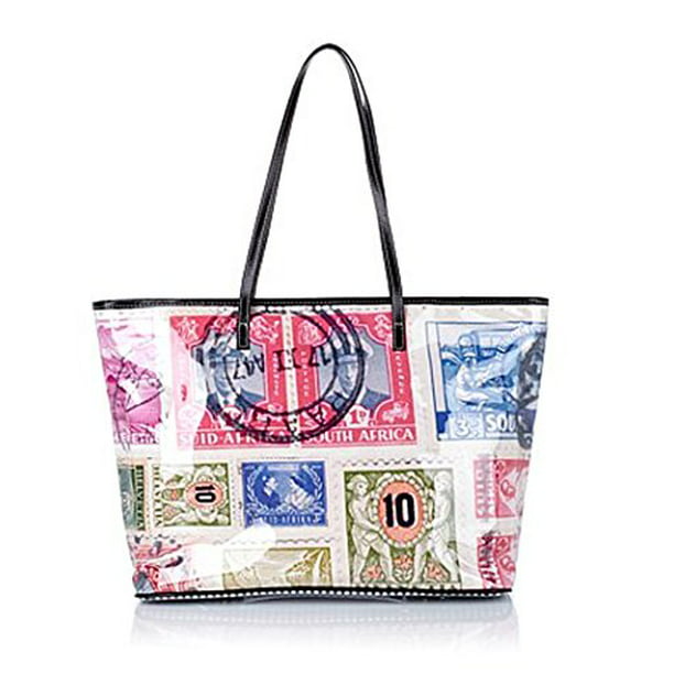 pinch porcelain Imitation Clever Carriage Company "Stamps" Large Leather Glace Shopper Bag -  Walmart.com