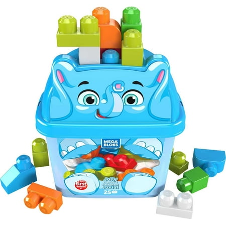 Mega Bloks First Builders Jolly Elephant with Big Building Blocks, Building Toys for Toddlers (25 Pieces)