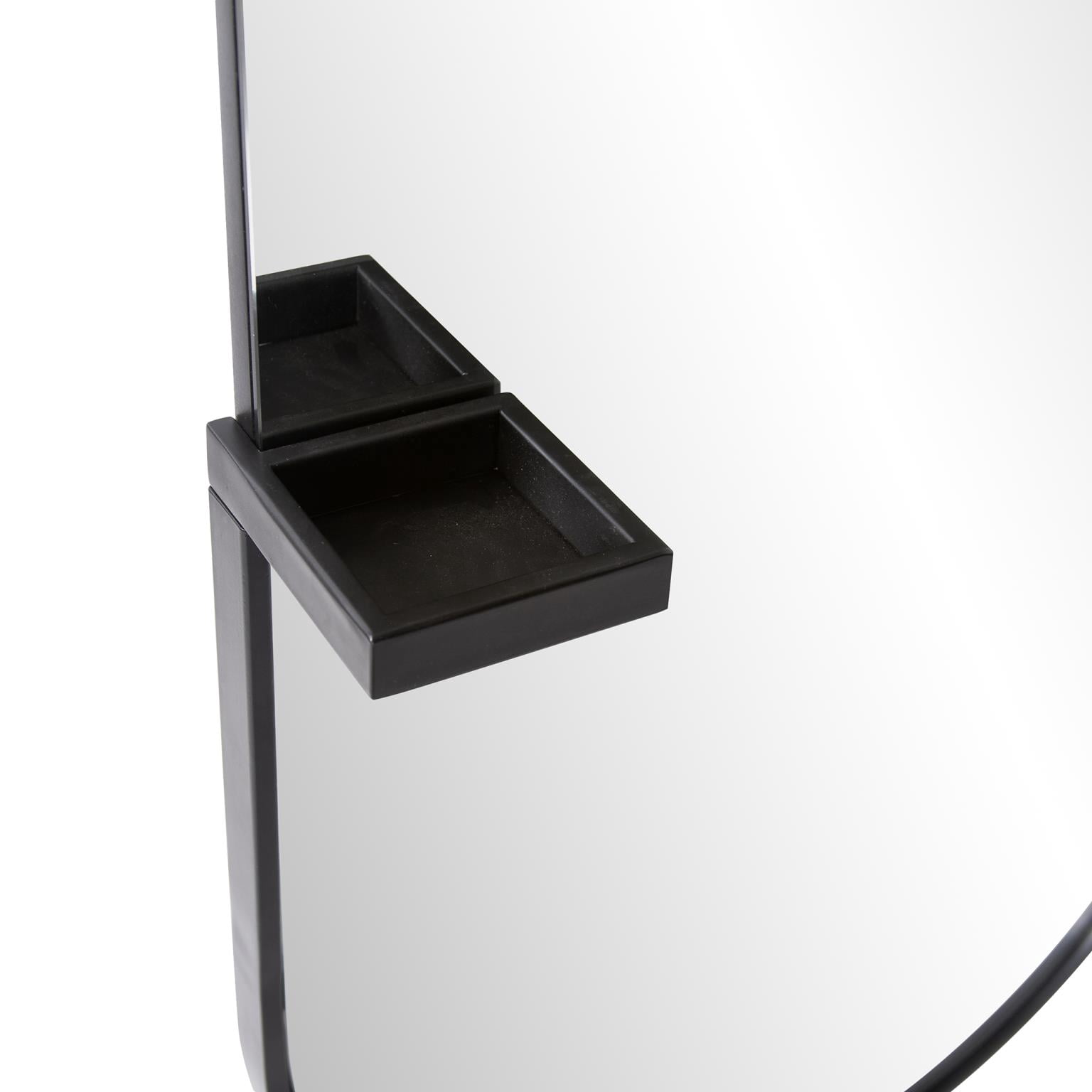 Tyler Dillon Full Length Black Metal Framed Mirror with Tray Holder