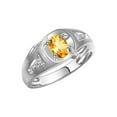 thumbnail image 4 of RYLOS Men's Rings Sterling Silver Rings Classic Designer Style 8X6MM Oval Gemstone & Diamond Ring Citrine November Birthstone Rings For Men Size 13, 4 of 8