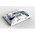 thumbnail image 2 of Ambesonne Urban Pillow Sham 2 Pack, Woman Having Breakfast Paris, 30"x20", Indigo Violet Blue White, 2 of 3