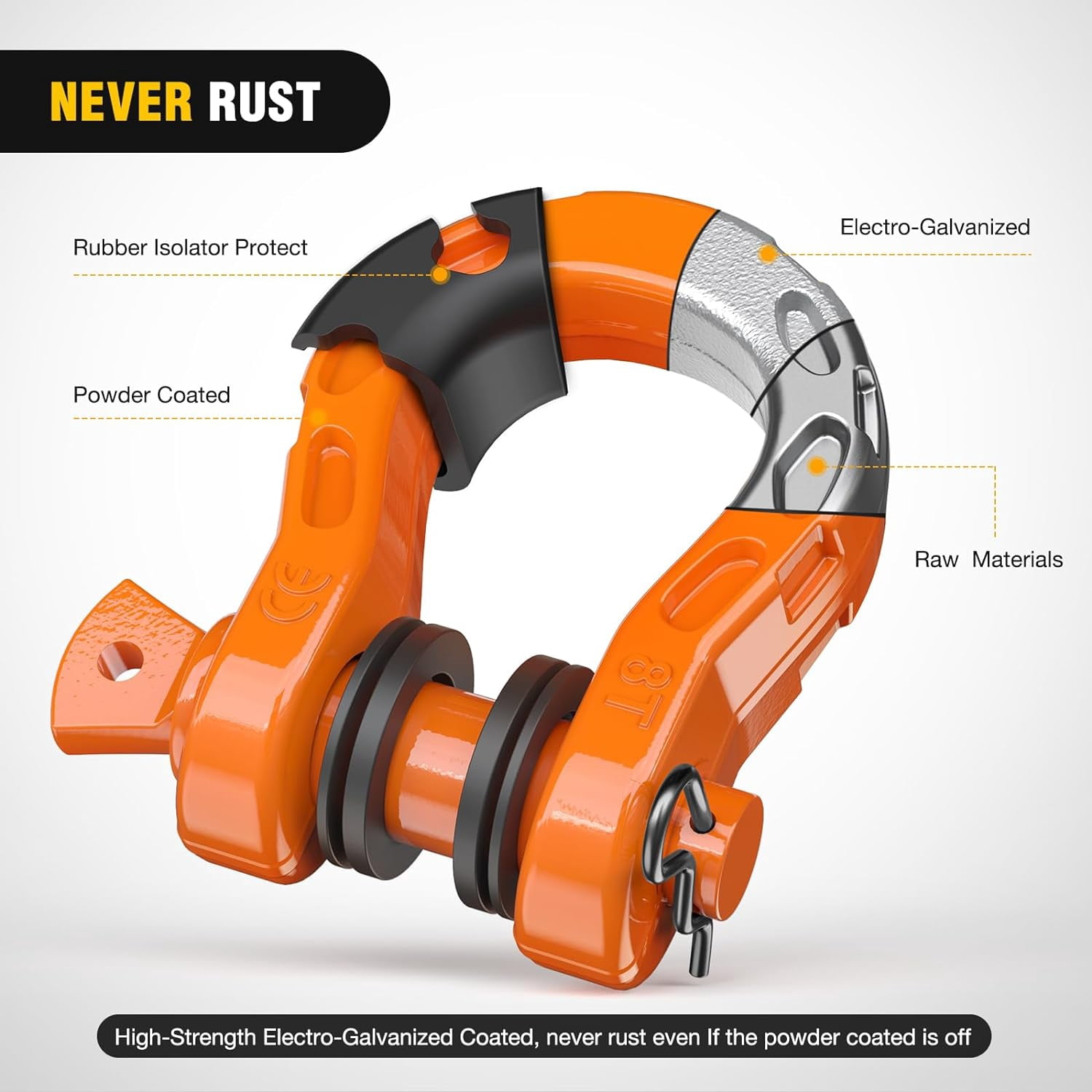 Nilight 2 Pack 3/4" Mega D-Ring Shackle with 7/8" Screw Pin 68,000LBS Break Strength, Heavy Duty Off Road Recovery Shackle for Use with Tow Strap, Winch, Off-Road Jeep Truck Vehicle, 2 Years Warranty