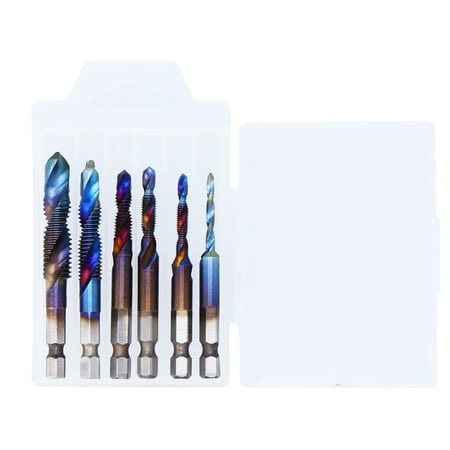 

6Pcs Spiral Tap Drill Multifunctional HighSpeed Stainless Steel Sturdy Durable Hex Shank Drill Bit