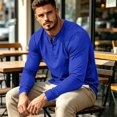 thumbnail image 6 of CONFREE Mens Long Sleeve Henley Shirts V Neck Solid Lightweight Tees, 6 of 9