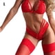 thumbnail image 1 of Lencería sexy Bowknot Diseño de encaje Sujetador Conjunto de bragas Sujetador de mujer Ropa interior, Rojo, L Sweethay XX000170-07, 1 of 7