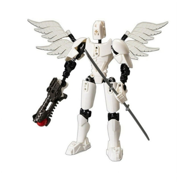 White Action Figure Robot Toy With 13 Movable Joints And Wings 3D Printed Model Kit For Diy Customization And Stress Relief 6 Inches Tall