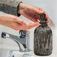 thumbnail image 5 of nu steel Glacier Smoke Collection Glass with Black Finish Metal Trim Refillable Liquid Soap Dispenser Pump Bottle for Bathroom Vanity Countertop - Holds Lotion, Liquid Soap, Hand Sanitizer - Smoke, 5 of 6