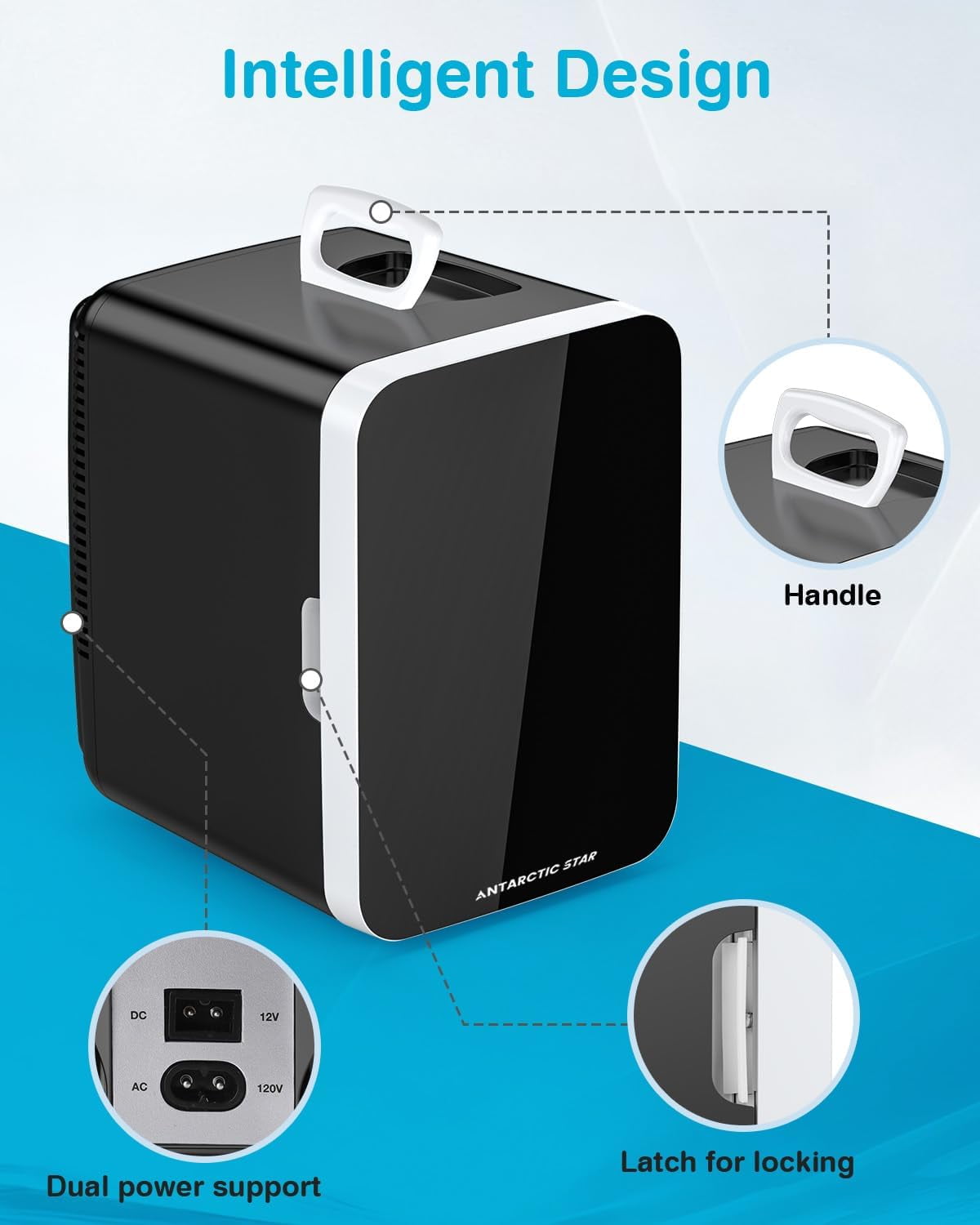 Havato 10L Portable Personal Mini Refrigerator, Compact Mini Fridge, 2.6 Gal  with AC/DC Adapters for Beverage, Makeup, Black