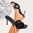 thumbnail image 2 of Women's Kitten Heels Sandals for Women Square Open Toe Kitten Heeled Sandals Cross Strap Slip on High Heeled Sandals Size 36-43 Black-B, 2 of 9