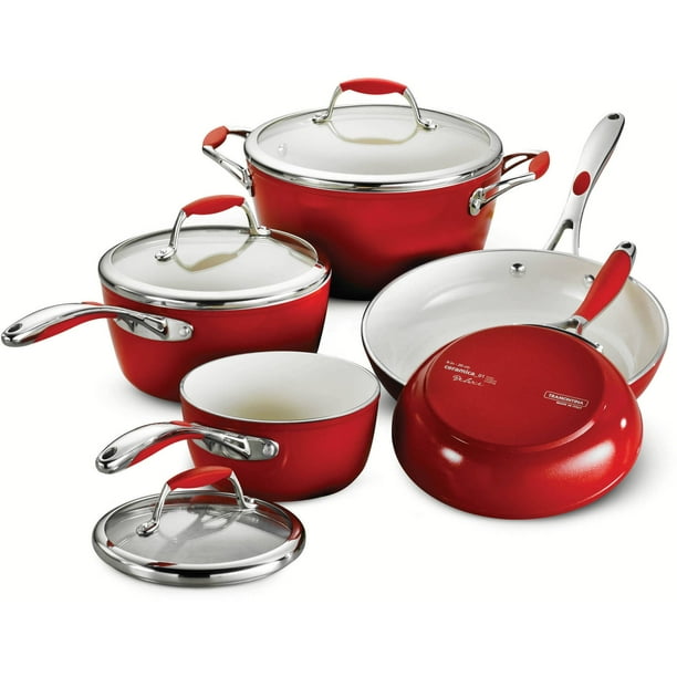 Tramontina Gourmet Ceramica 8 Piece Cookware Set, Red