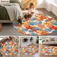 thumbnail image 6 of Round Area Rug 4ft, Summer Ocean Starfish Shell Conch Non-Shedding Washable Area Rug, Watercolor Marine Life Non Slip Low-Profile Circle Rugs for Living Room, Bedroom Dining Room, 6 of 9