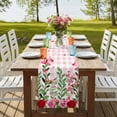 thumbnail image 4 of Table Runners 70 Inches Long Dress Scarves, Valentine's Day Farmhouse Coffee/Dining/Kitchen Table Decor, Holiday Table Runner, Pink Red Roses Love Heart Eucalyptus Plaid 13x70 Inch, 4 of 9