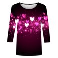 thumbnail image 4 of successthop Valentines Womens Tops Ladies Tops and Blouses 3/4 Sleeve Dressy Round Neck Polyester Casual Love Heart Printed Lover Gift Blouse Tops for Valentines Gifts Red M, 4 of 5