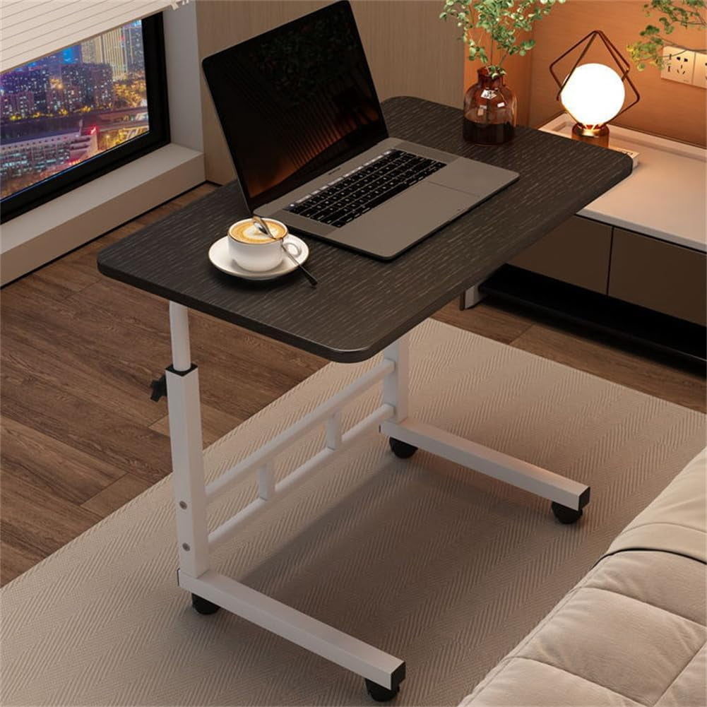 QinaQin Standing Desk Adjustable Height,Small Computer Desk with Wheels,Portable Laptop Standing Table for Home Office Study,Black