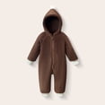 thumbnail image 2 of WUANDIXFA Newborn Hospital Outfit Boy Cute Romper Cute and Cozy Fleece Full Body Romper Jumpsuit for Winter Home Wear,Brown,18-24 Months, 2 of 7