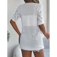 thumbnail image 5 of Yesfashion Women's Crochet Knit Open Front V-Neck Button Down Summer Short Sleeve Lightweight Cardigan Sweater, 5 of 9