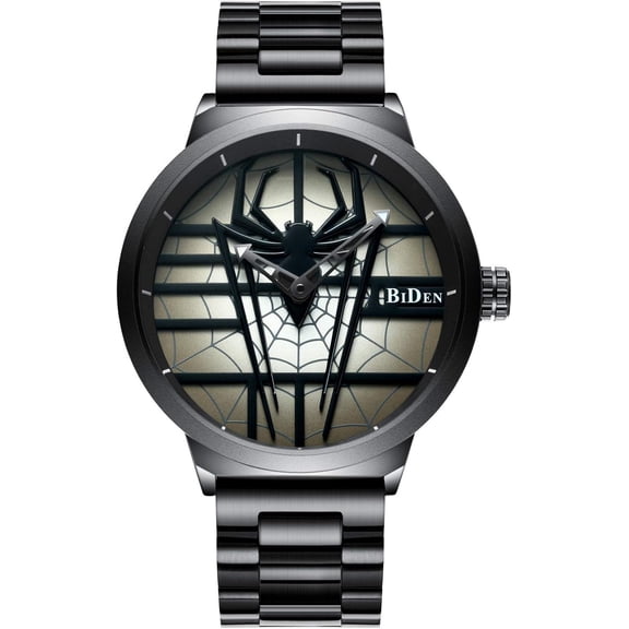 Men's Fashion Sports Watches Personality Spider Full Stainless Steel Quartz Hollow Waterproof Cool Casual Wristwatches