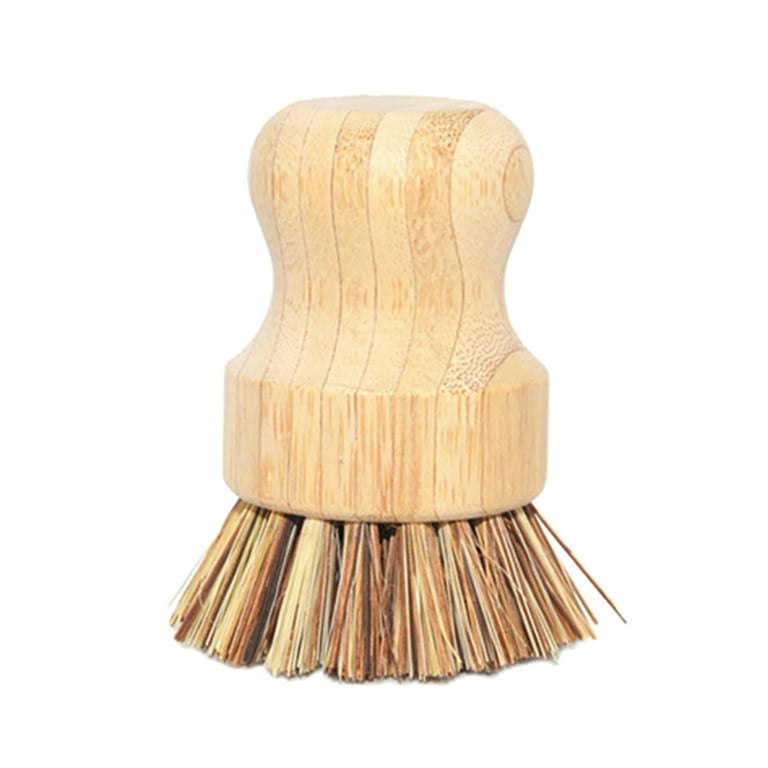 Bamboo Dish Scrub Brushes, Kitchen Wooden Cleaning Scrubbers for Washing  Cast Iron Pan/Pot, Natural Sisal Bristles