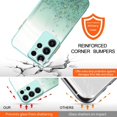thumbnail image 3 of Compatible with Samsung Galaxy S23 Ultra Case Clear Cute Giltter Samsung S23 Ultra Phone Case for Women Girls Transparent TPU Bumper Cases with Lanyard Strap (Green), 3 of 14