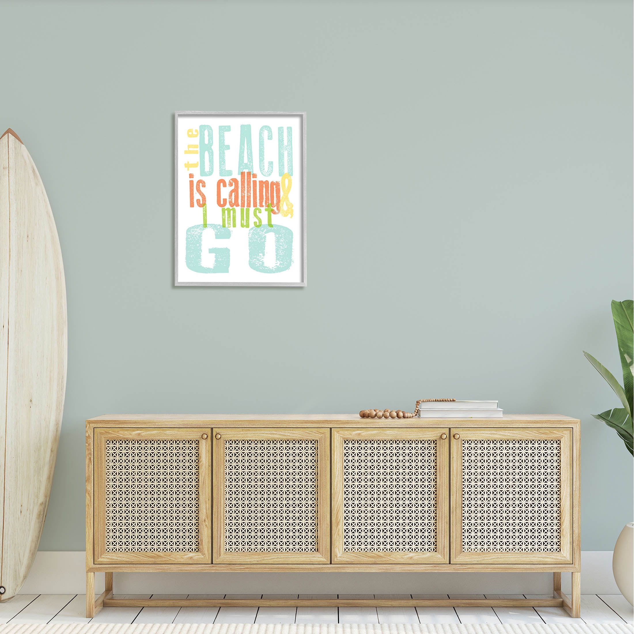 Stupell Industries Beach Is Calling I Must Go Phrase Graphic Art Gray Framed Art Print Wall Art, Design by Alli Rogosich