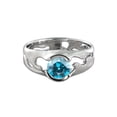 thumbnail image 1 of 14K White Gold 1 CT Blue Topaz Ring Unique Solitaire Designer, 1 of 7