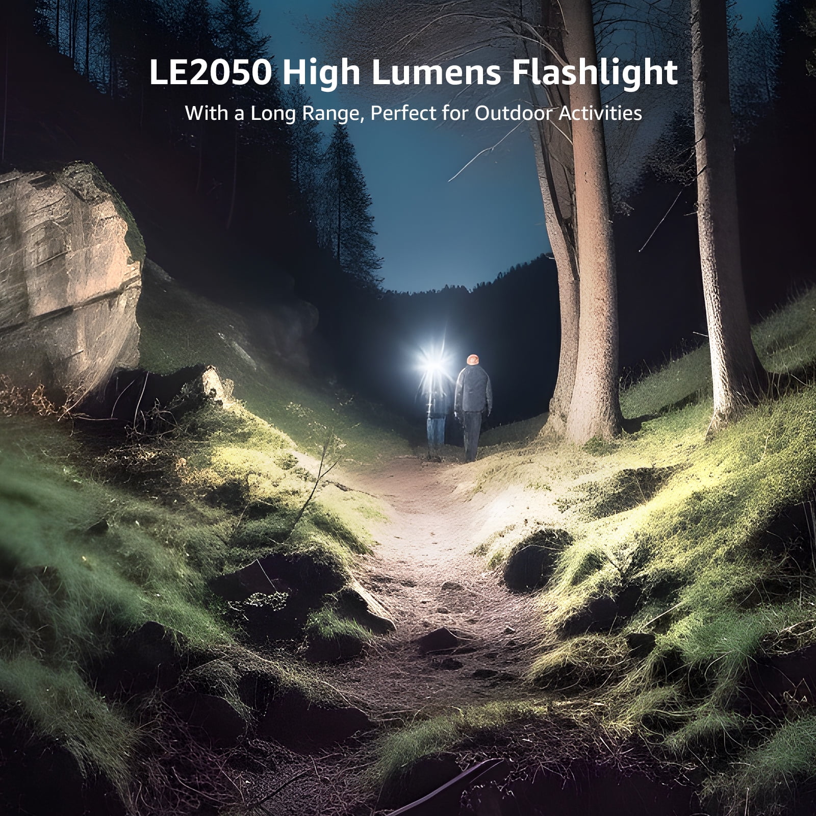 Lepro 2-Packs LED Flashlights with Clip , LE2050 High Lumen, 5 Lighting Modes, Zoomable Waterproof Lightweight Flashlights for Emergencies,Camping,AAA Battery included
