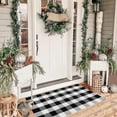 thumbnail image 4 of Thanksgiving Outdoor Rugs, Fall Outdoor Rug Buffalo Plaid Outdoor Rug , Cotton Hand-Woven Buffalo Check Rug Layered Doormats for Front Door/Front Porch/Farmhouse/Entryway/Patio (Black), 4 of 7