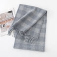 thumbnail image 1 of Nvzi Bufanda a cuadros, bufandas de invierno, manta, borla, cálida, suave, grande, larga, chal, bufanda gruesa de celosía, estilo J, cuadrícula de rayas grises, 1 of 4