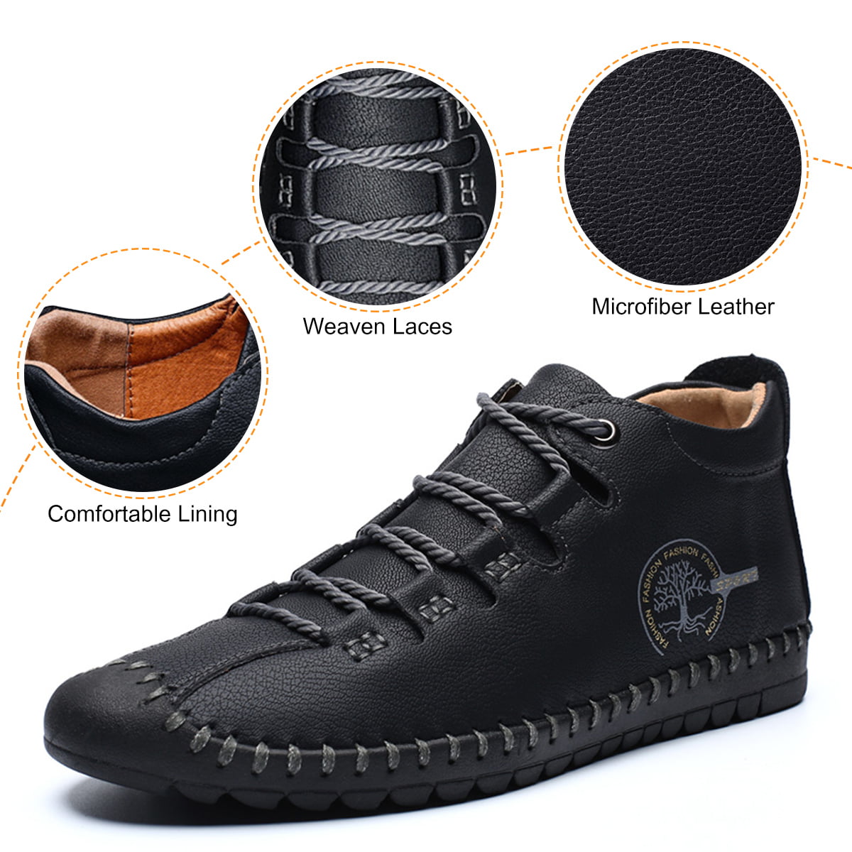 gracosy Mens Leather Oxford Shoes Casual Slip on Loafers Hand Stitching Vintage Comfort Walking Shoes Lace Up Moccasins Flats Dress Shoes