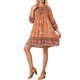 thumbnail image 2 of Vestido de verano bohemio para mujer INSPIRE CHIC, casual, de manga 3/4, corto, estilo babydoll, con estampado floral, fluido, vestido de playa, color naranja, 2 of 6