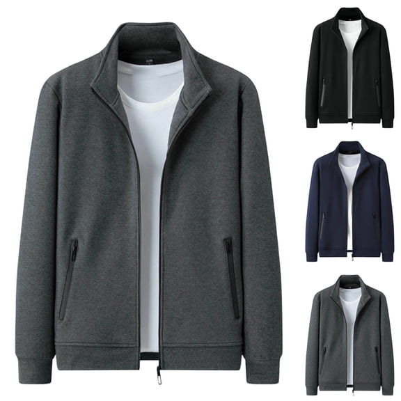 RYDCOT Men's Fleece Jackets Full Zip Lightweight Jacket Casual Soft Warm Coats with Zipper Pockets Gray